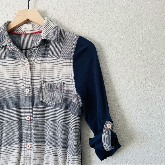 Anthropologie Postmark Brand Blue and White Stripe Tunic Top - Picture 7 of 15